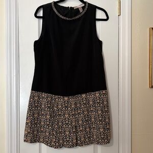 Work Dress w/Beaded Neckline & Pleated Skirt